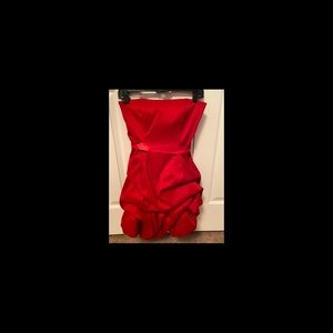 Red ruched dress